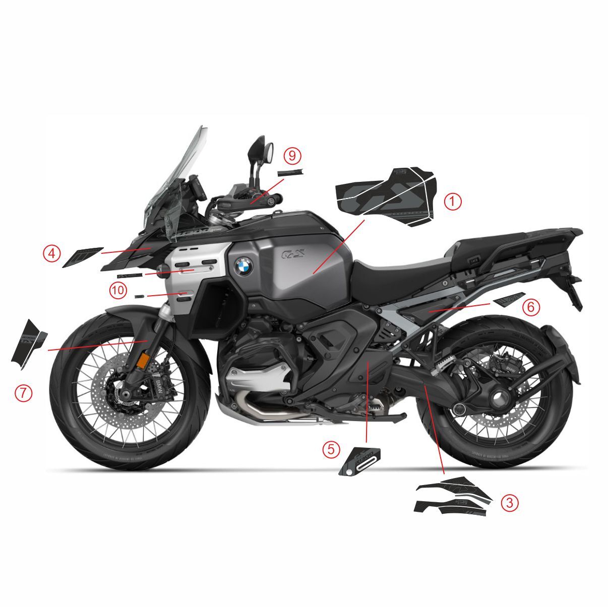 R1300GS ADV Triple Black Tankpad Set Model 1