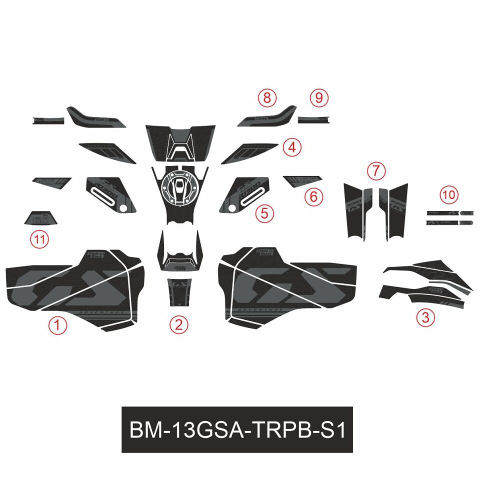 R1300GS ADV Triple Black Tankpad Set Model 1