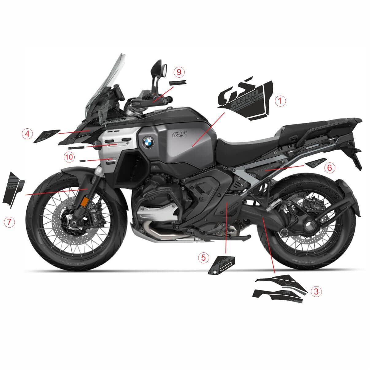 R1300GS ADV Triple Black Tankpad Set Model 2