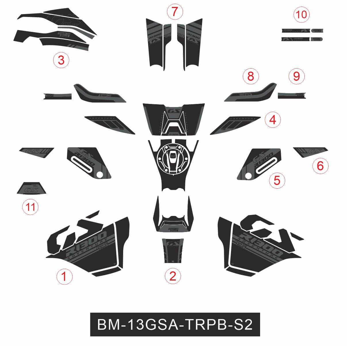 R1300GS ADV Triple Black Tankpad Set Model 2 Full Set 1