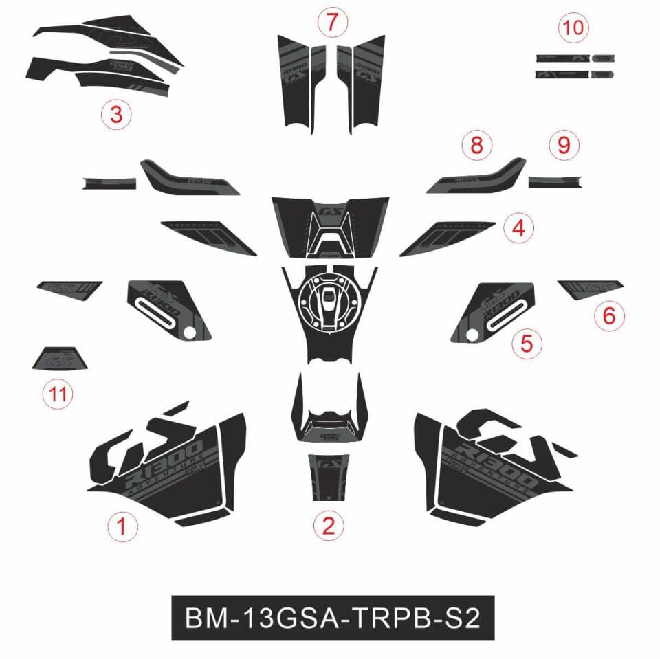 R1300GS ADV Triple Black Tankpad Set Model 2 Full Set 1