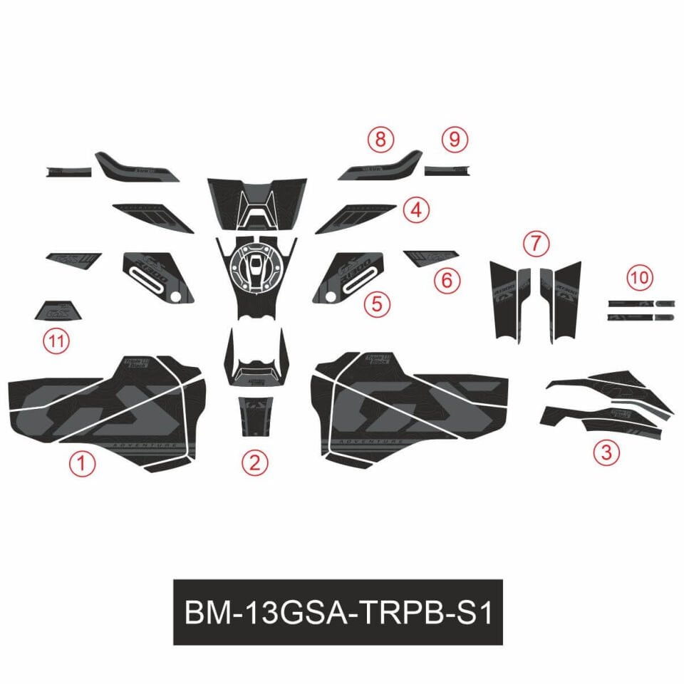R1300GS ADV Triple Black Tankpad Set Model 1 Full Set