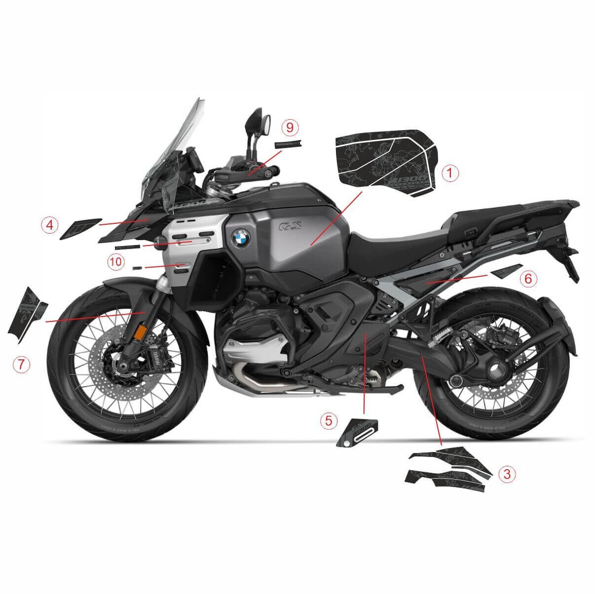 R1300GS ADV Triple Black Tankpad Set Model 3