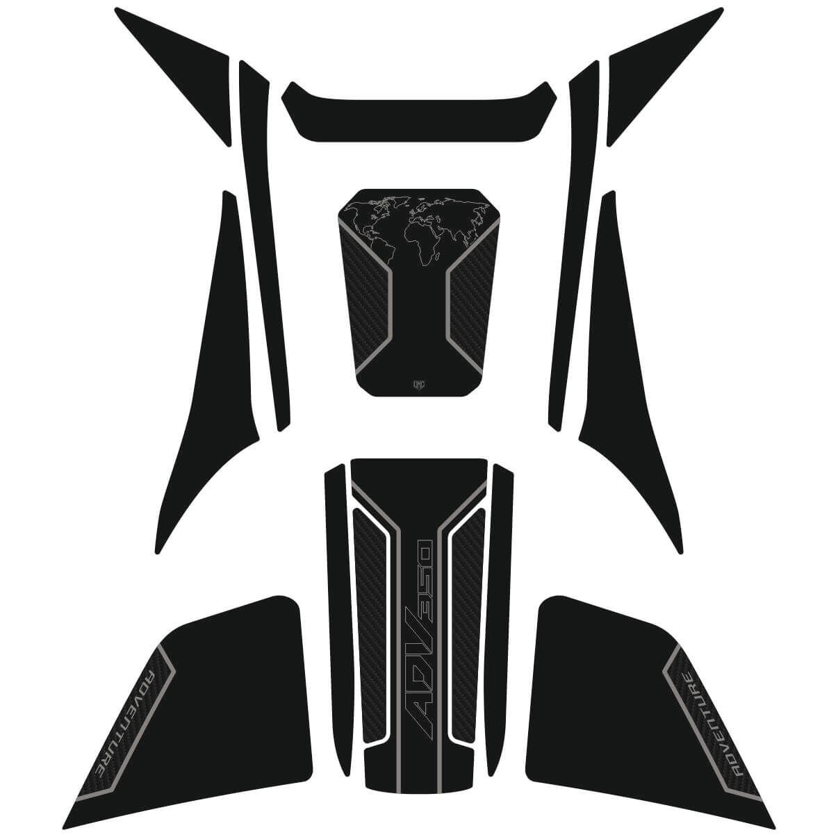Honda ADV 350 Tankpad Set (Siyah&Karbon Model) 1