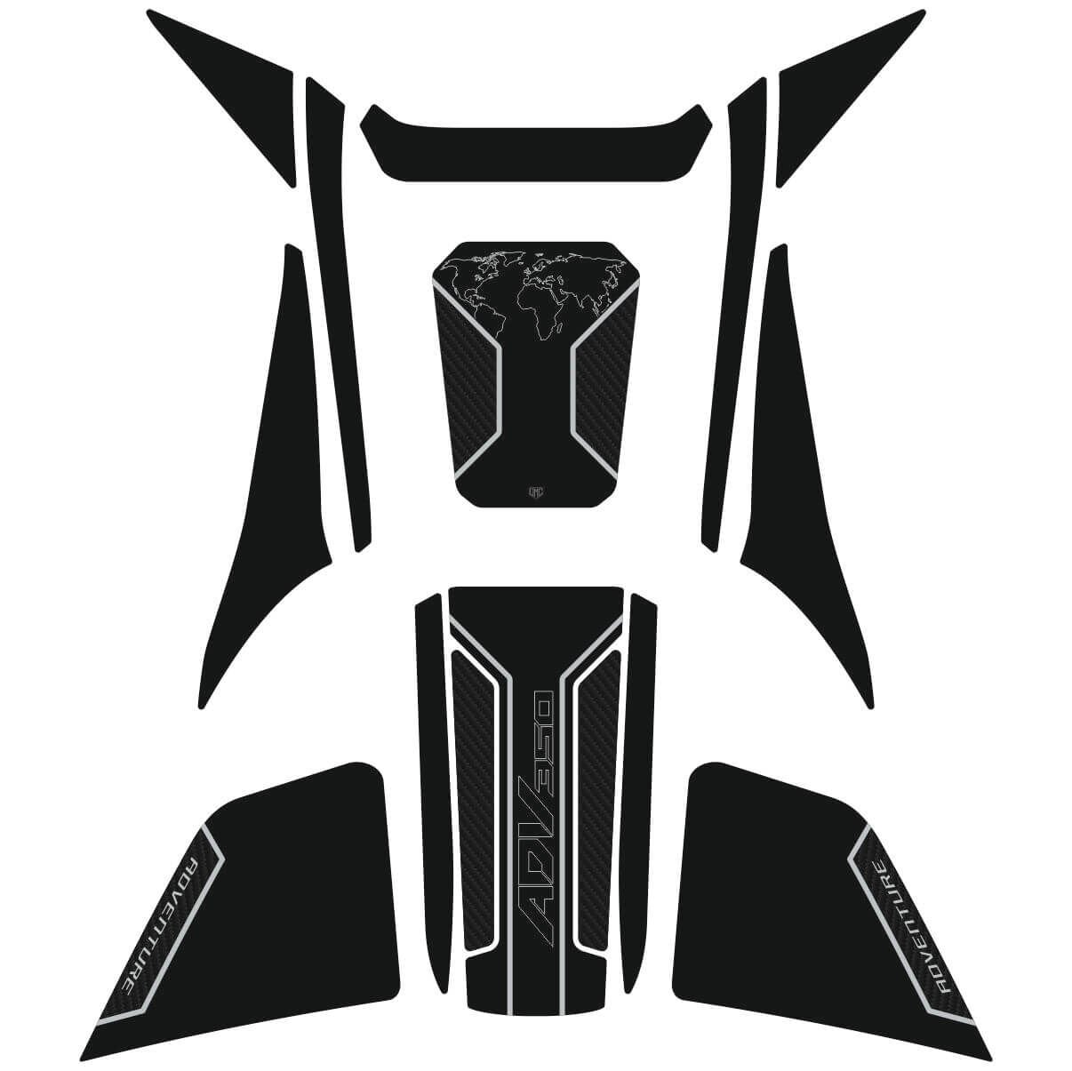 Honda ADV 350 Tankpad Set (Siyah&Karbon Model) 2