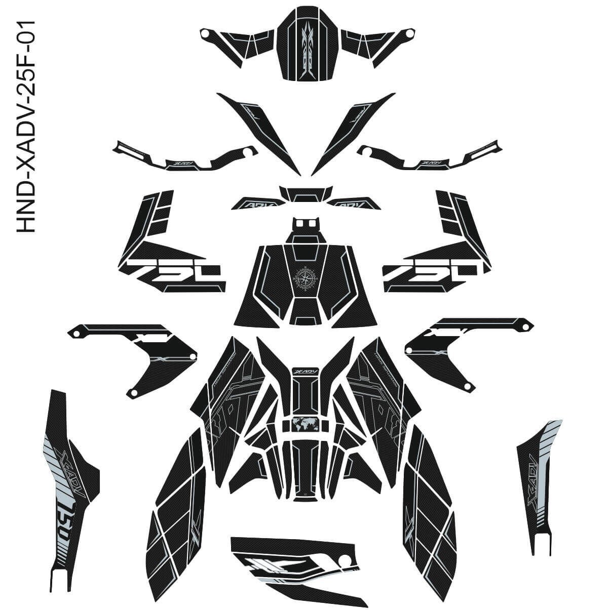 Honda X-ADV 750 Tankpad + Granaj Full Set - Gri (2024+)