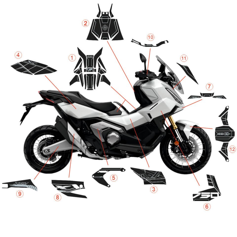 Honda X-ADV 750 Tankpad + Granaj Full Set - Gri (2024+) Full Set