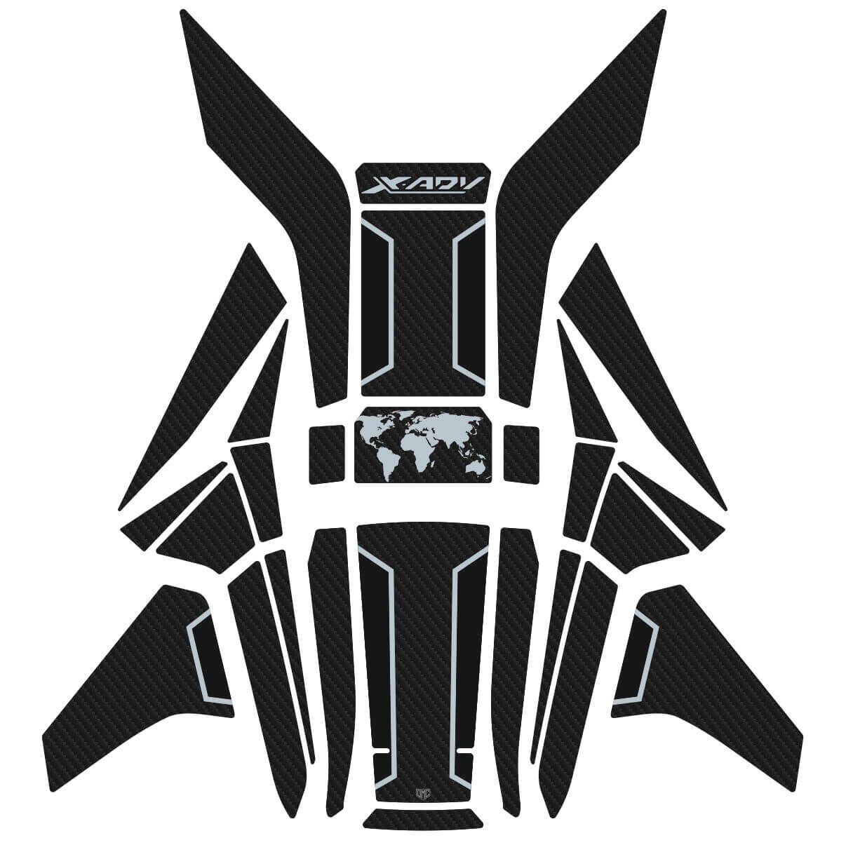 Honda X-ADV 750 Tankpad + Granaj Full Set - Gri (2024+) 1 - Tankpad+Yan