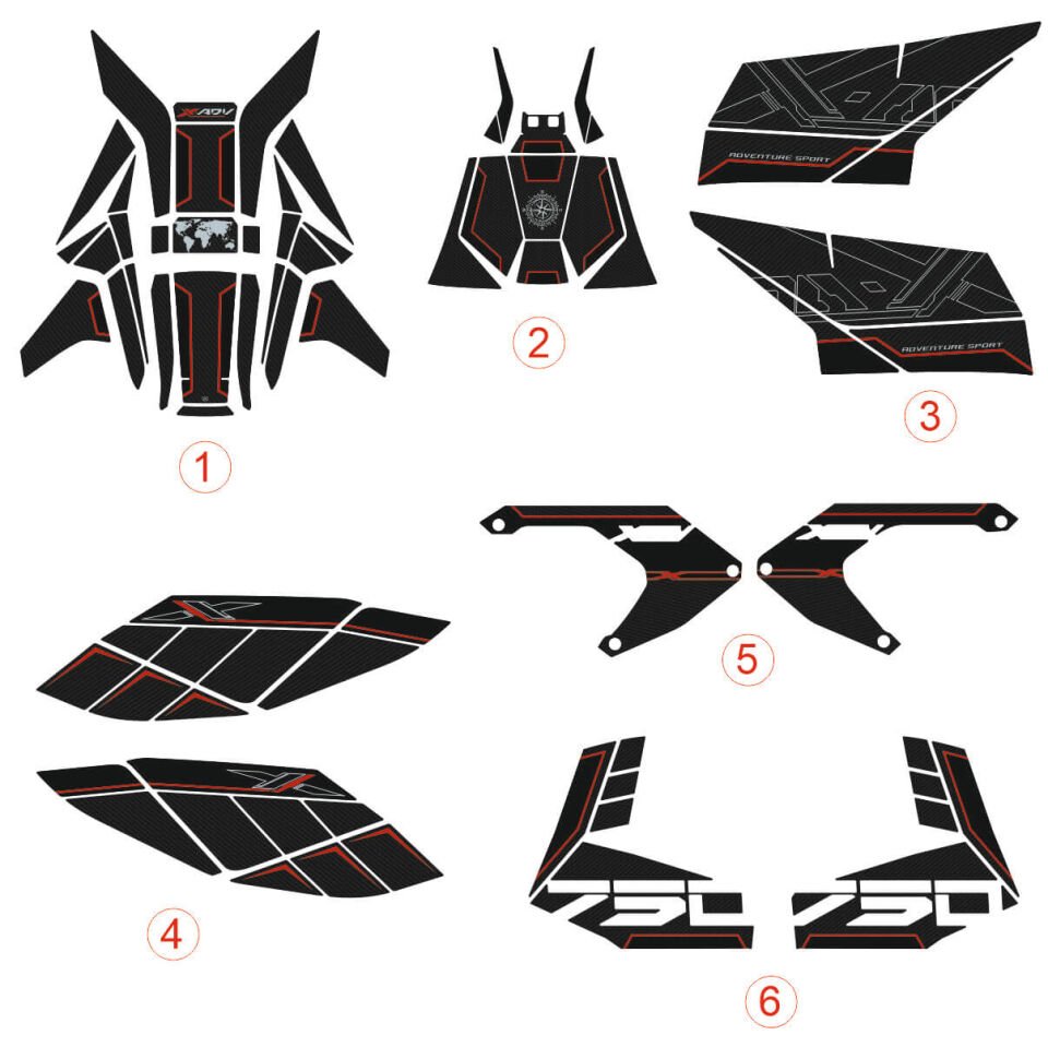 Honda X-ADV 750 Tankpad + Granaj Full Set - Kırmızı (2024+)