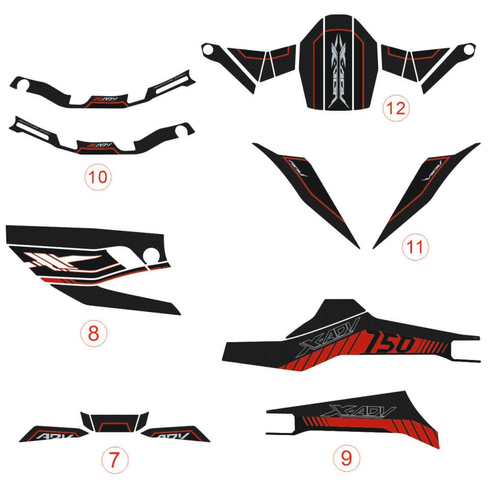 Honda X-ADV 750 Tankpad + Granaj Full Set - Kırmızı (2024+)