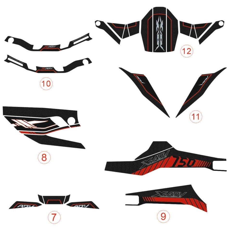 Honda X-ADV 750 Tankpad + Granaj Full Set - Kırmızı (2024+) Full Set