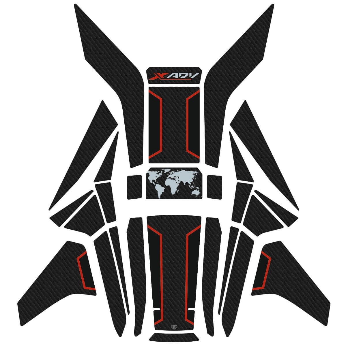 Honda X-ADV 750 Tankpad + Granaj Full Set - Kırmızı (2024+) 1 - Tankpad+Yan