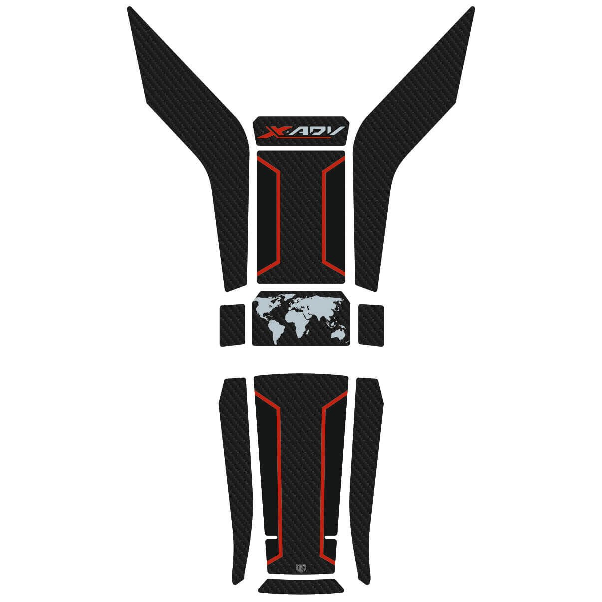 Honda X-ADV 750 Tankpad + Granaj Full Set - Kırmızı (2024+) 1 - Tankpad