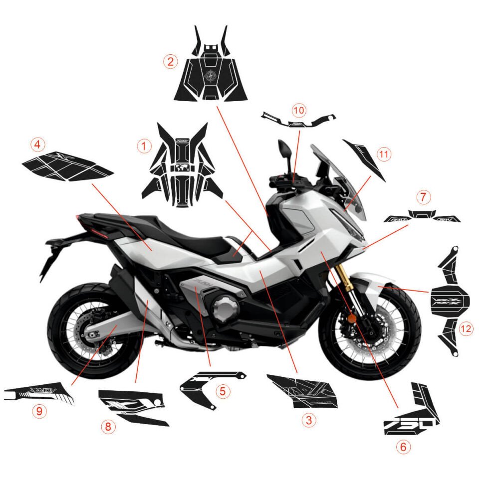 Honda X-ADV 750 Tankpad + Granaj Full Set - Beyaz (2024+) Full Set