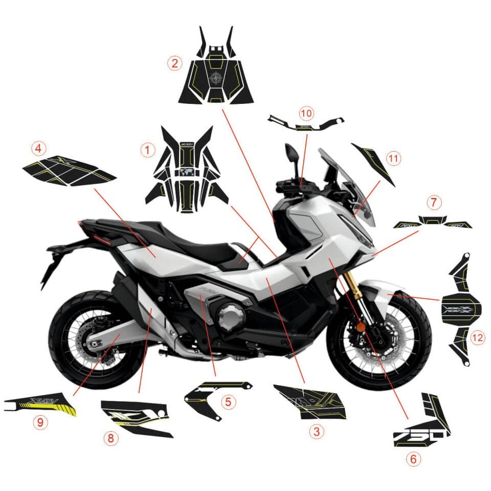 Honda X-ADV 750 Tankpad + Granaj Full Set - Neon Sarı (2024+)