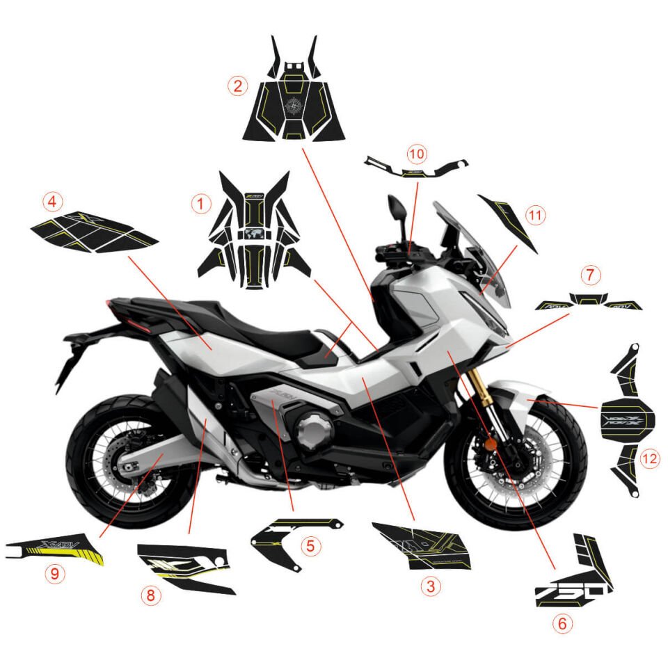 Honda X-ADV 750 Tankpad + Granaj Full Set - Neon Sarı (2024+) Full Set