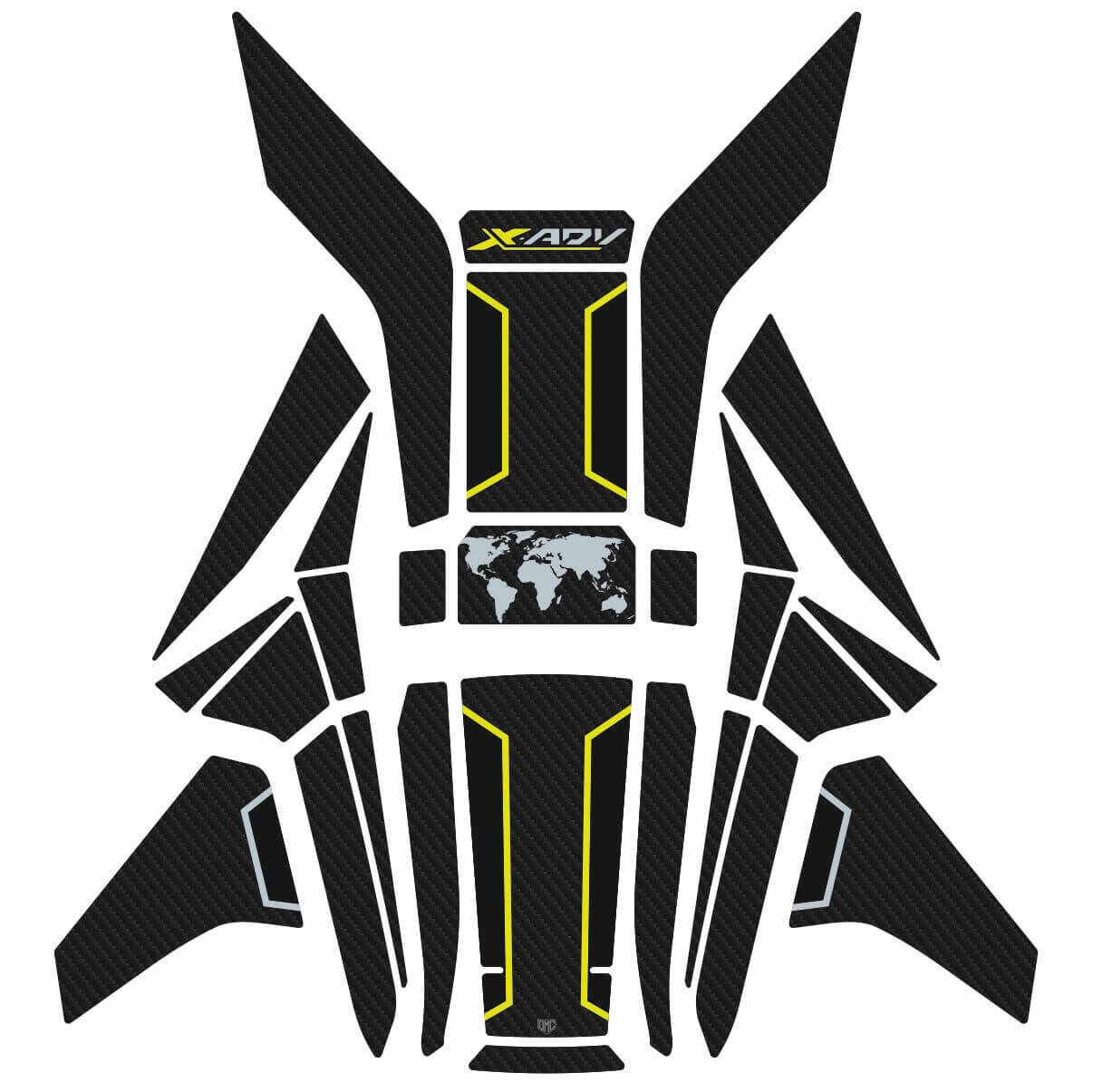 Honda X-ADV 750 Tankpad + Granaj Full Set - Neon Sarı (2024+) 1 - Tankpad+Yan