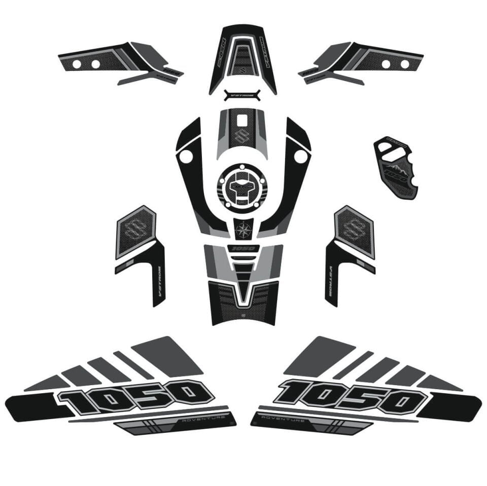 V-Strom 1050 DE Full Tankpad Set (Siyah&Gri) Full Set