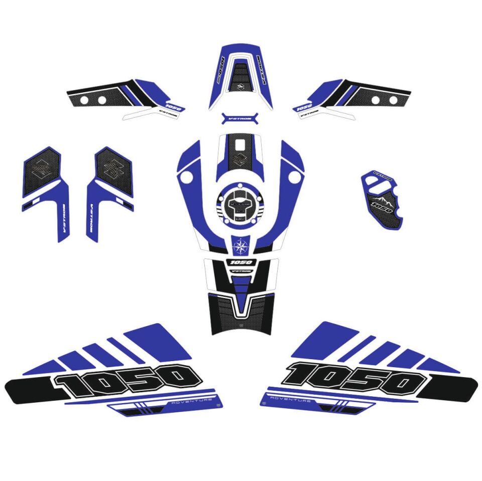 V-Strom 1050 DE Full Tankpad Set (Mavi&Beyaz) Full Set